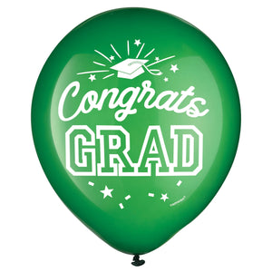 Grad 12" Latex Balloons - Green, 15ct
