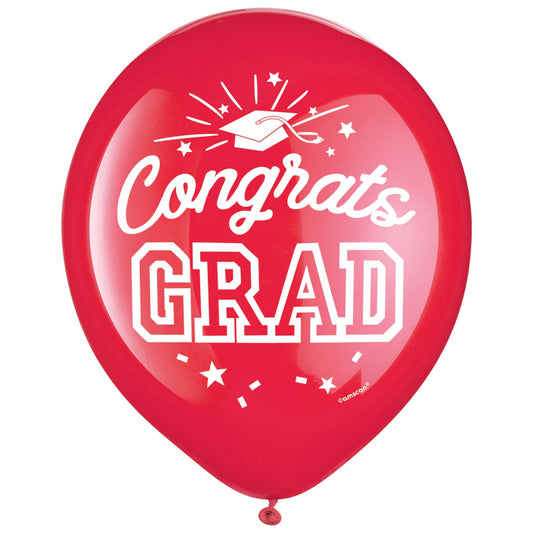 Grad 12" Latex Balloons - Red, 15ct