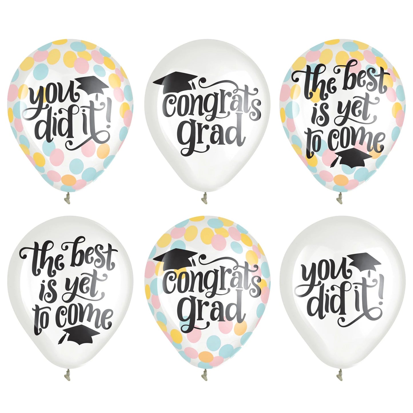 Follow Your Dreams 12" Latex Confetti Balloons, 6ct
