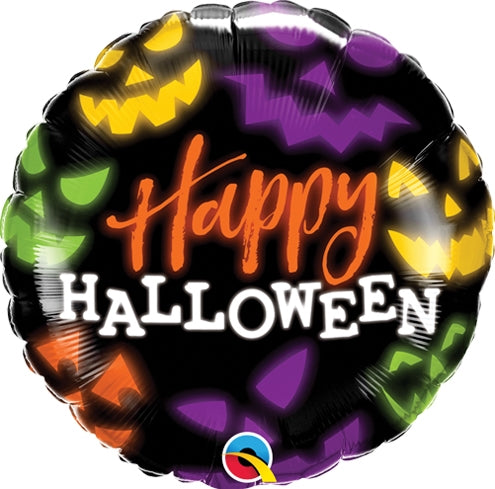 Halloween Jack-o-Lantern Faces Aglow 18" Foil Balloon