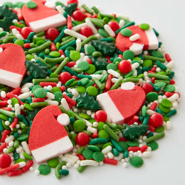 Santa Hat and Green Tree Christmas Sprinkle Mix, 3.8 oz.