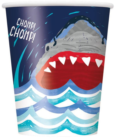 Shark Party 9oz Paper Cups, 8ct