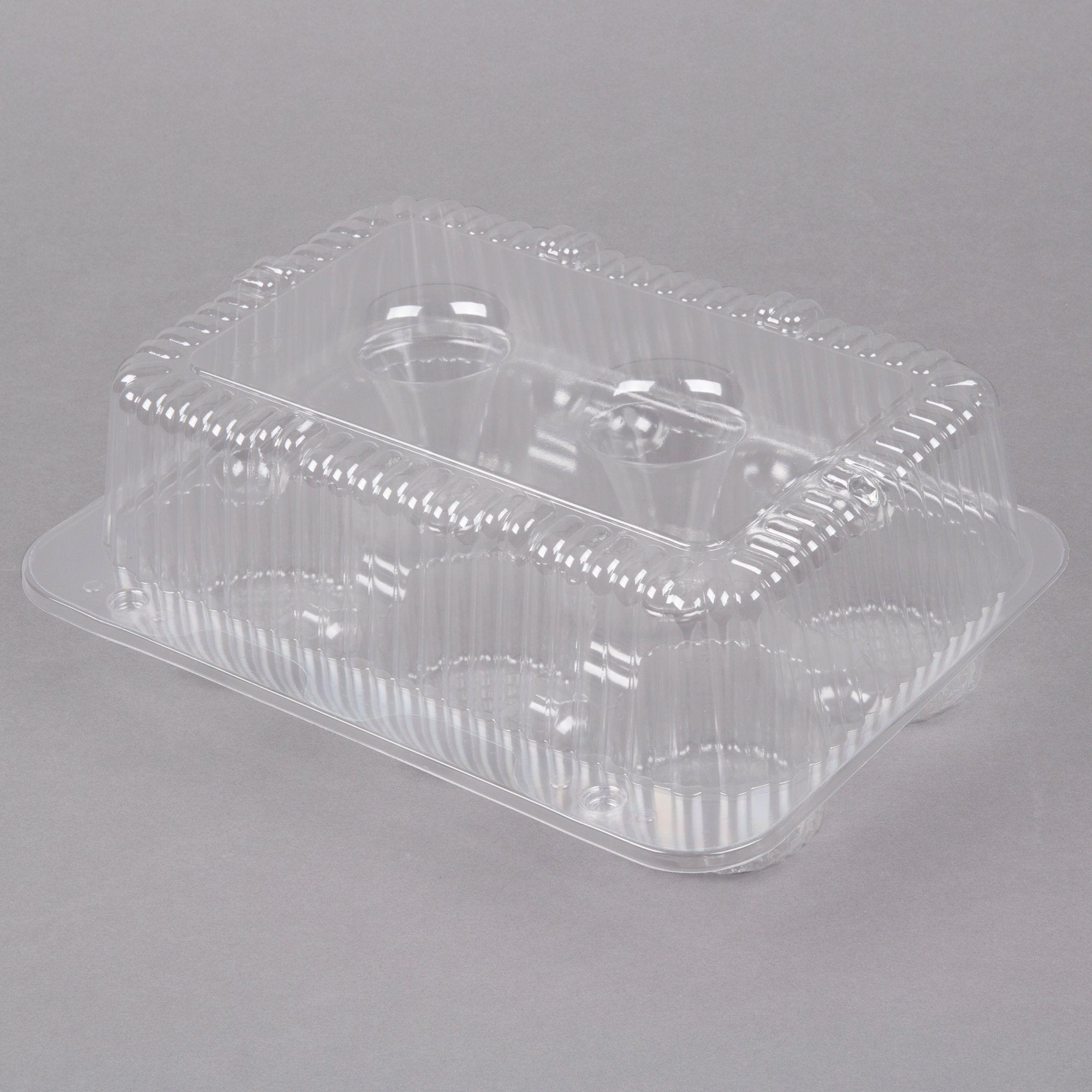 6-Cup High Top Hinged Plastic Cupcake Container Cake Box