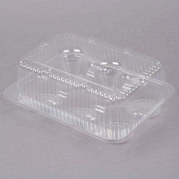6-Cup High Top Hinged Plastic Cupcake Container Cake Box