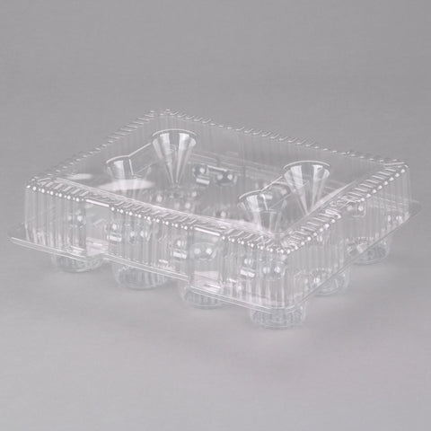 12 Cup Clear Hinged Cupcake Container Cake Box