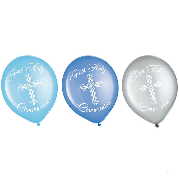Communion Printed Latex Balloons - Blue