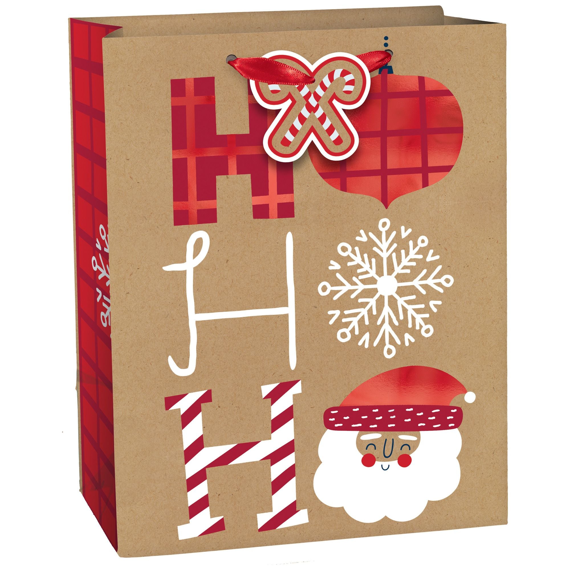 Ho Ho Ho Vertical Kraft Bag W/ Gift Tag