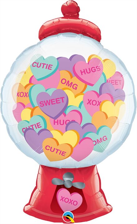 Candy Hearts Gumball Machine 43" Foil Balloon, 1ct