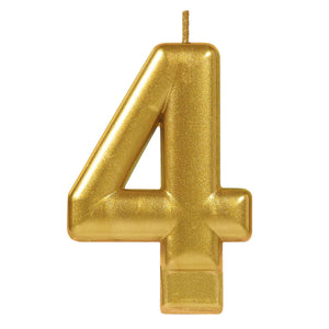 Numeral #4 Metallic Candle - Gold