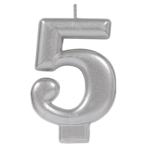 Numeral Metallic Candle #5 - Silver