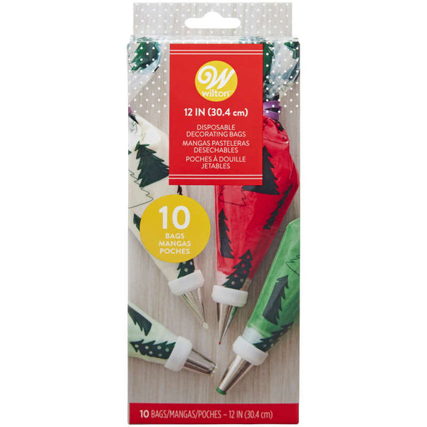 12-Inch Christmas Tree Disposable Decorating Piping Bags, 10-Count Set