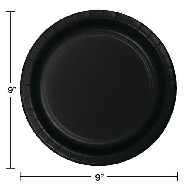Black 9" Plates, 8ct