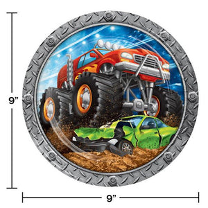 Monster Truck Rally 9" Plates, 8ct