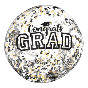 Grad Large Inflatable Autograph Confetti Ball - Black, Silver, Gold
