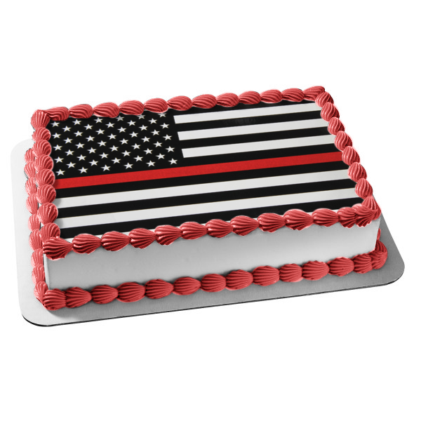 American Flag - Red Line Edible Cake Topper Image ABPID00009