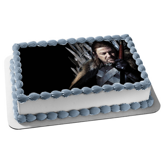 Juego de Tronos Eddard Stark Trono de Hierro Decoración comestible para tarta Imagen ABPID26948 