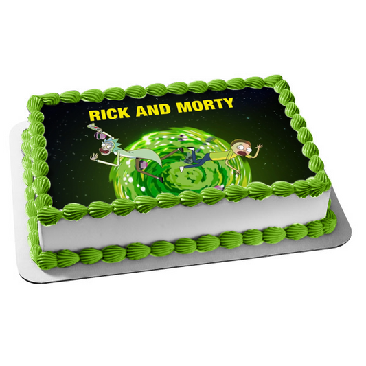 Rick and Morty Rick Sanchez Morty Smith Outer Space Edible Cake Topper Image ABPID27085