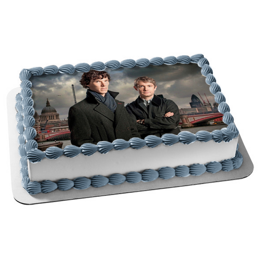 Imagen comestible para tarta de Sherlock Holmes John Watson City Buildings ABPID27121 