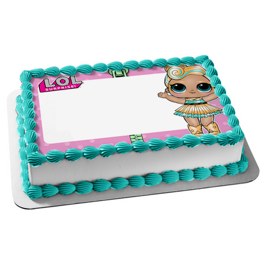 LOL Surprise Luxe Marco de imagen comestible para decoración de tarta con bordes de lunares morados ABPID27156 
