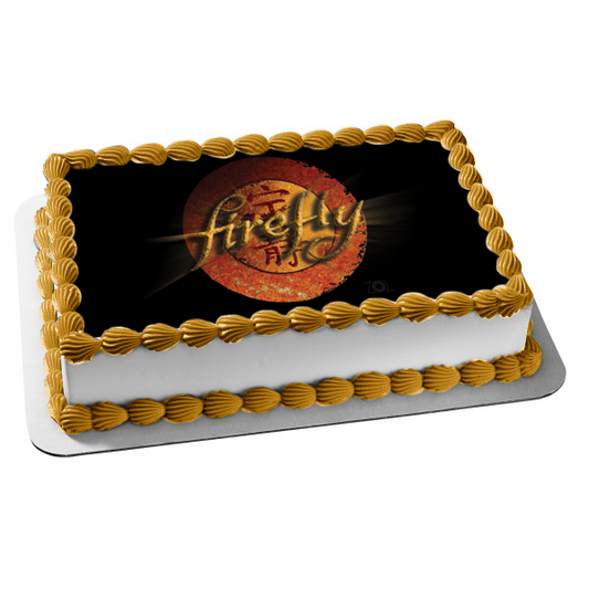 Firefly Logo Black Background Edible Cake Topper Image ABPID27191