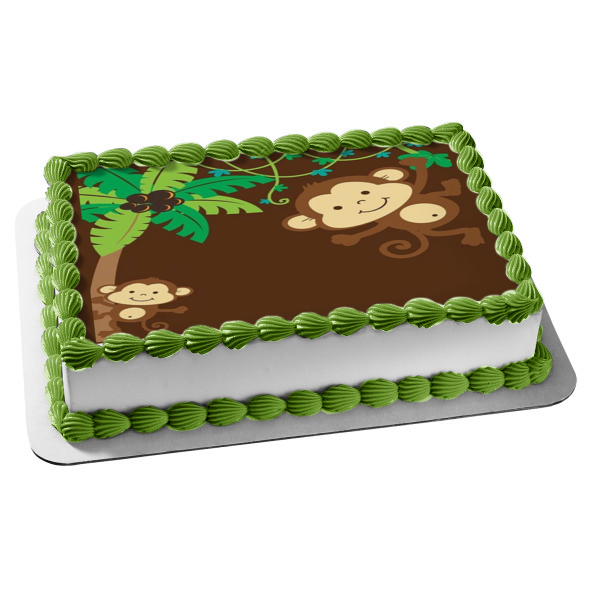Mokney's Trees Brown Background Edible Cake Topper Image ABPID27278