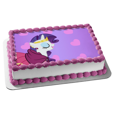 My Little Pony Equestria Girls Rarity Hearts Background Edible Cake Topper Image ABPID27330