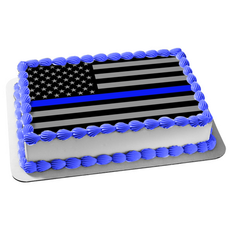 Blue Lives Matter Flag Edible Cake Topper Image ABPID27589