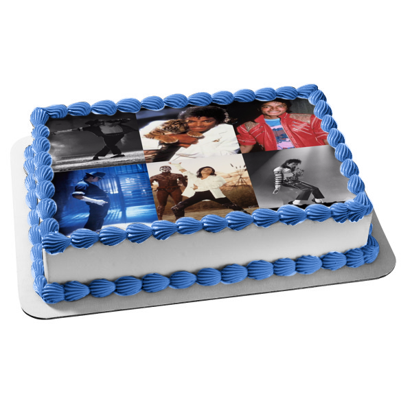 Michael Jackson King of Pop Various Pictures Collage Edible Cake Topper Image ABPID27618