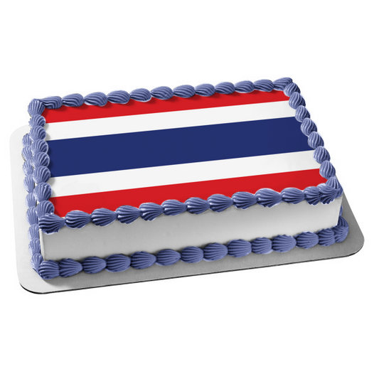Flag of Thailand Red White Blue Stripes Edible Cake Topper Image ABPID27750