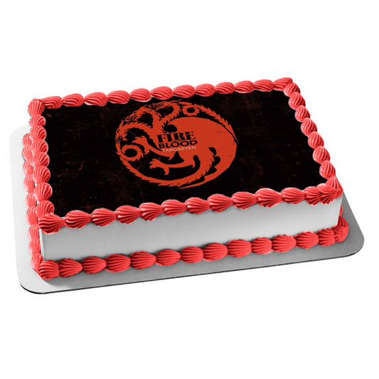 Game of Thrones House Targaryen Emblem Fire and Blood Edible Cake Topper Image ABPID26945