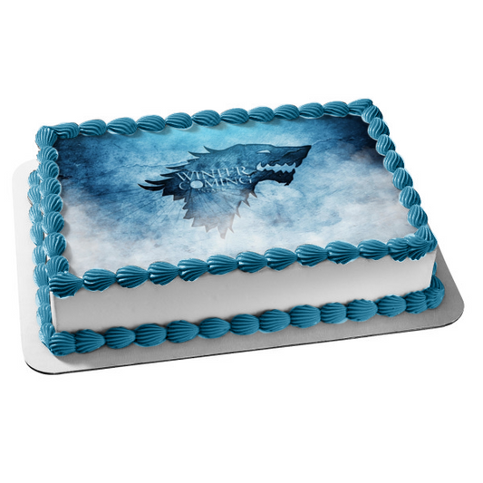 Game of Thrones House Stark Emblem Winter Is Coming Edible Cake Topper Image ABPID26962