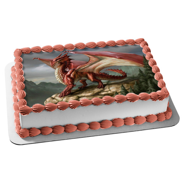 Dungeons and Dragons Red Dragon Edible Cake Topper Image ABPID49788
