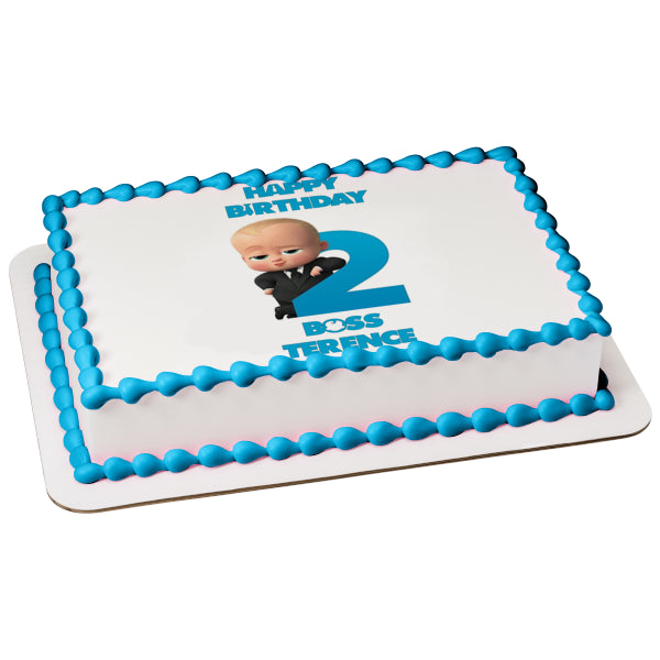 Boss Baby 2nd Birthday Personalized Edible Cake Topper Image ABPID51020