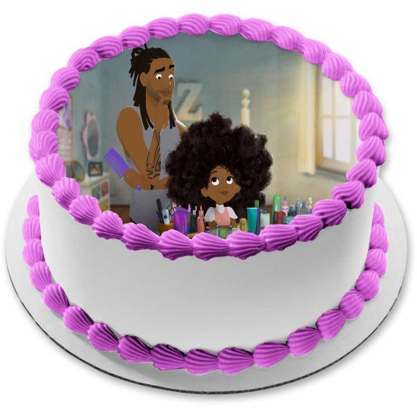 Hair Love Black Father Appreciation African American Parents Animated Short Book Edible Cake Topper Image ABPID51040