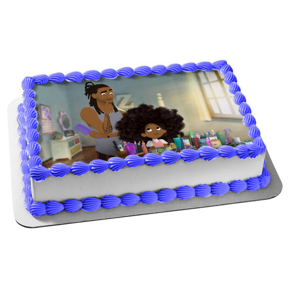Hair Love Black Father Appreciation African American Parents Animated Short Book Edible Cake Topper Image ABPID51040