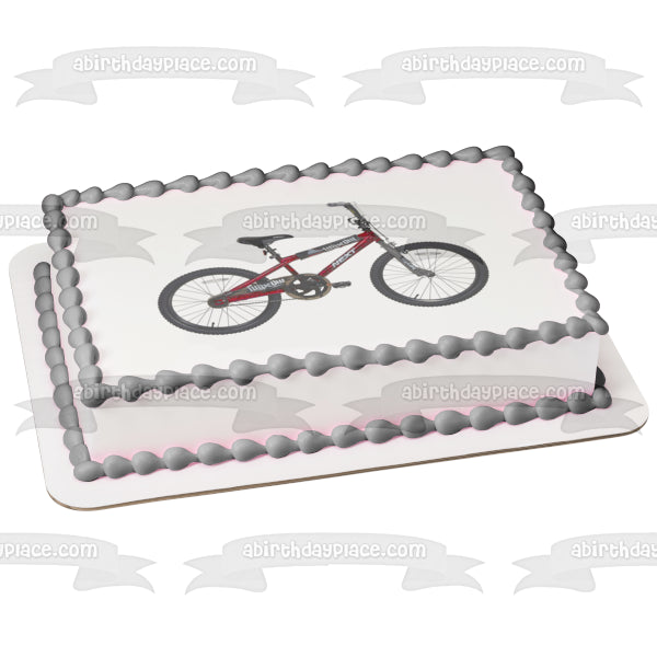 Red and Black Wipe Out Next Bicycle Edible Cake Topper Image ABPID09378