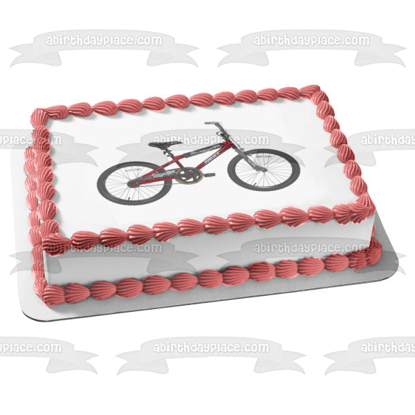 Red and Black Wipe Out Next Bicycle Edible Cake Topper Image ABPID09378