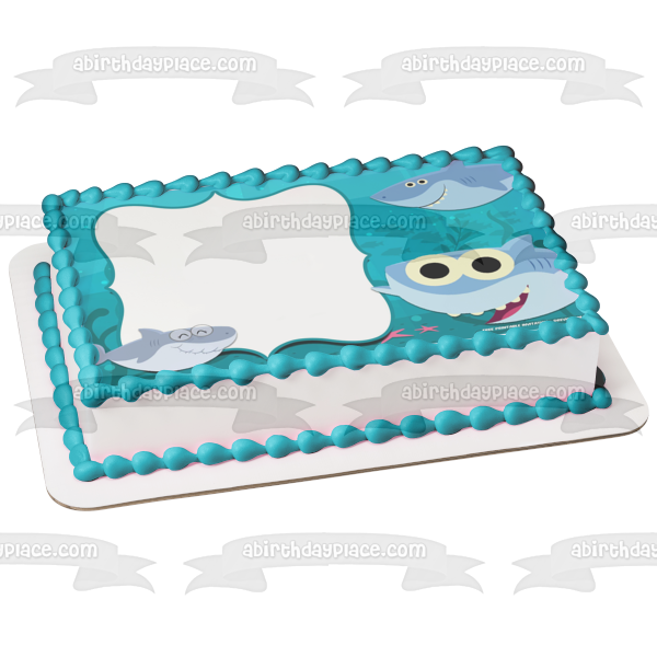 Personalized Baby Shark Father Shark Grandpa Shark Photo Holder Edible Cake Topper Image Frame ABPID50896