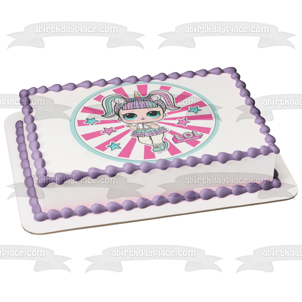 LOL Surprise Unicorn Stars Edible Cake Topper Image ABPID50955