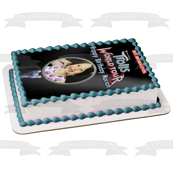 Trolls World Tour Best Birthday Ever Peronalized with Your Own Photo Edible Cake Topper Image Frame ABPID51336