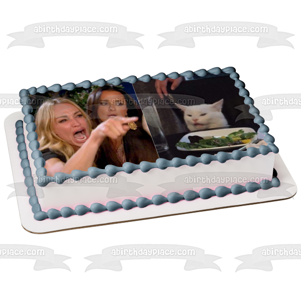 Meme Lady Yelling at Cat Edible Cake Topper Image ABPID51468