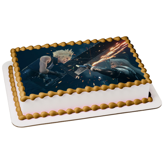 Final Fantasy 7 Remake Cloud Strife Vs. Sephiroth Edible Cake Topper Image ABPID51920