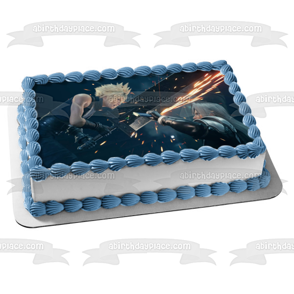 Final Fantasy 7 Remake Cloud Strife Vs. Sephiroth Edible Cake Topper Image ABPID51920