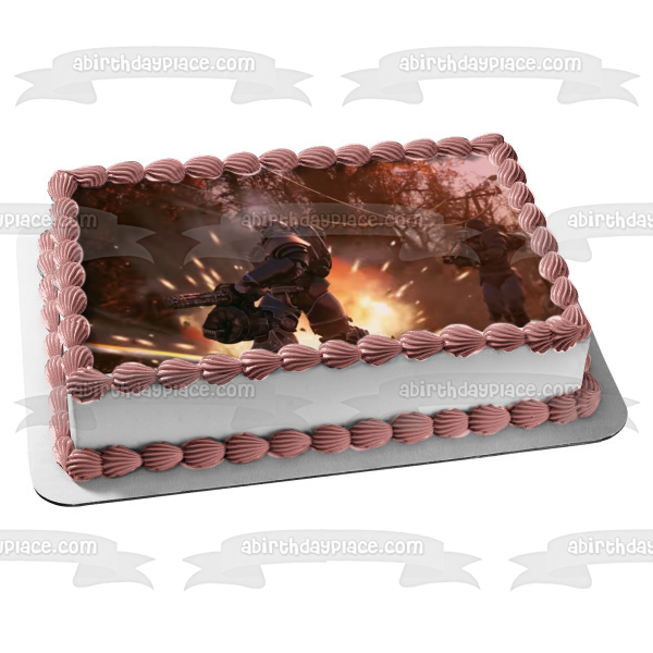 Fallout 76 Wastelanders Soldiers Minigun Edible Cake Topper Image ABPID51930