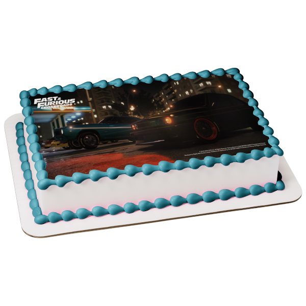 Fast and Furious Crossroads Race Cars Edible Cake Topper Image ABPID51959