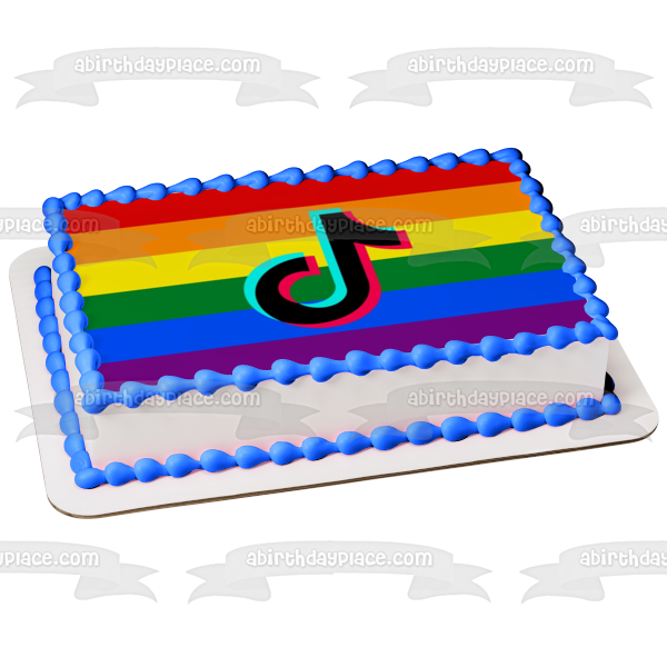 Tik Tok Gay Pride Logo Edible Cake Topper Image ABPID51984