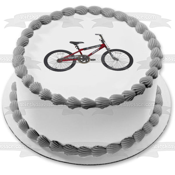 Red and Black Wipe Out Next Bicycle Edible Cake Topper Image ABPID09378