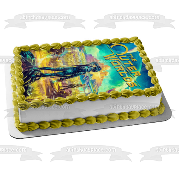The Outer Worlds Video Game Cover Ellie Edible Cake Topper Image ABPID51962