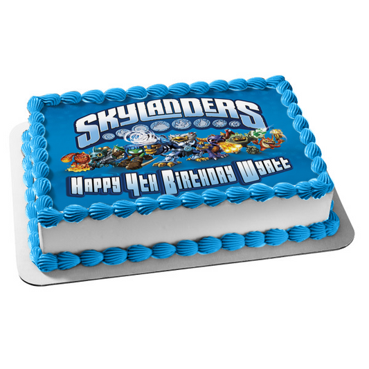 Skylanders Happy Birthday Personalized Stealth Health Jet-Vac Edible Cake Topper Image ABPID52003