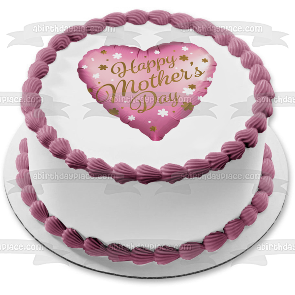 Happy Mother's Day Balloon Flowers Edible Cake Topper Image ABPID51269